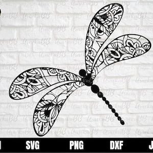 Dragonfly Svg, Fly Svg, Insect Svg, Mandala Dragonfly Svg, Dragonfly Clipart, Dragonfly Vector, Instant Download, Svg, Png, AI, Dxf