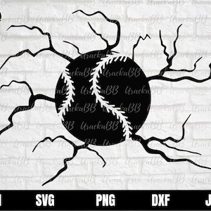 Smashing Baseball Svg, Baseball Svg, Smashing Wall Baseball Svg, Baseball Logo Svg, Softball Svg, Baseball Outline Svg, Png, AI, Dxf