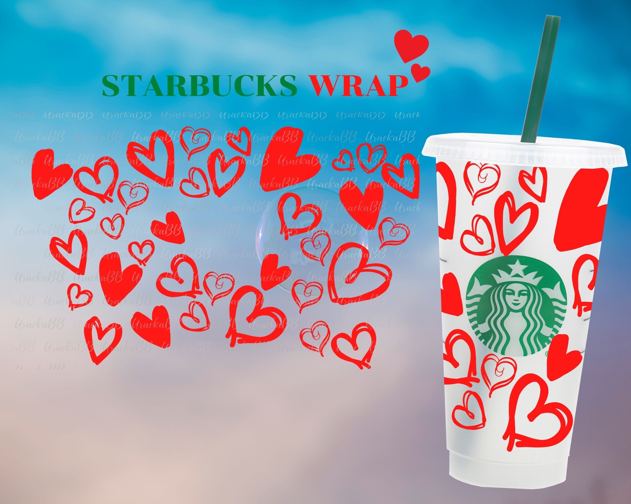 Download Valentines Heart SVG Full Wrap for Starbucks Cold Cup ...