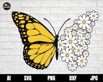 Daisy SVG, Flower Daisy SVG, Daisy Flower SVG, Floral Butterfly Shirt, Spring Shirt SVG, Daisy Tshirt SVG, Butterfly Shirt SVG