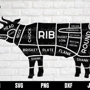 牛肉のカット SVG、牛肉のカット SVG、肉屋の SVG、牛肉の肉のカットチャート SVG、ステーキグリル SVG、Cricut 用牛の肉屋の肉 SVG