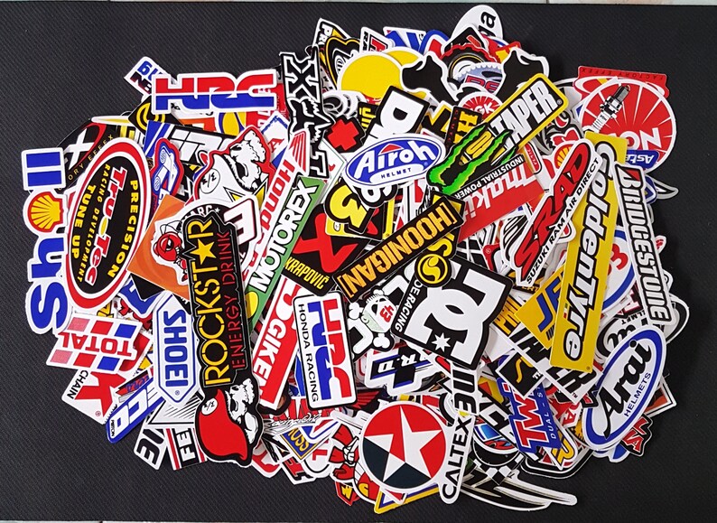 100 Pcs Motorcycle Sticker Pack Racing Car Vintage Rare | Etsy