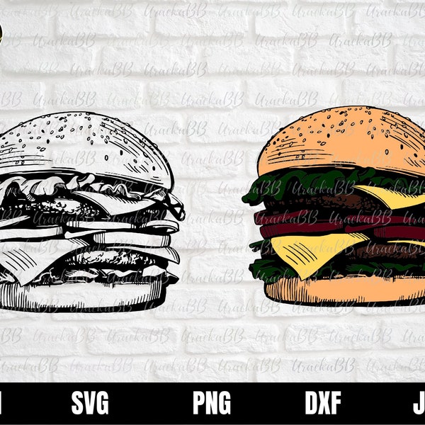 Burger SVG, Hamburger SVG, Hamburger Png, Burger Png, Cheeseburger Svg, Burger clipart, Food Clipart, Fast Food Svg for Cricut Silhouette