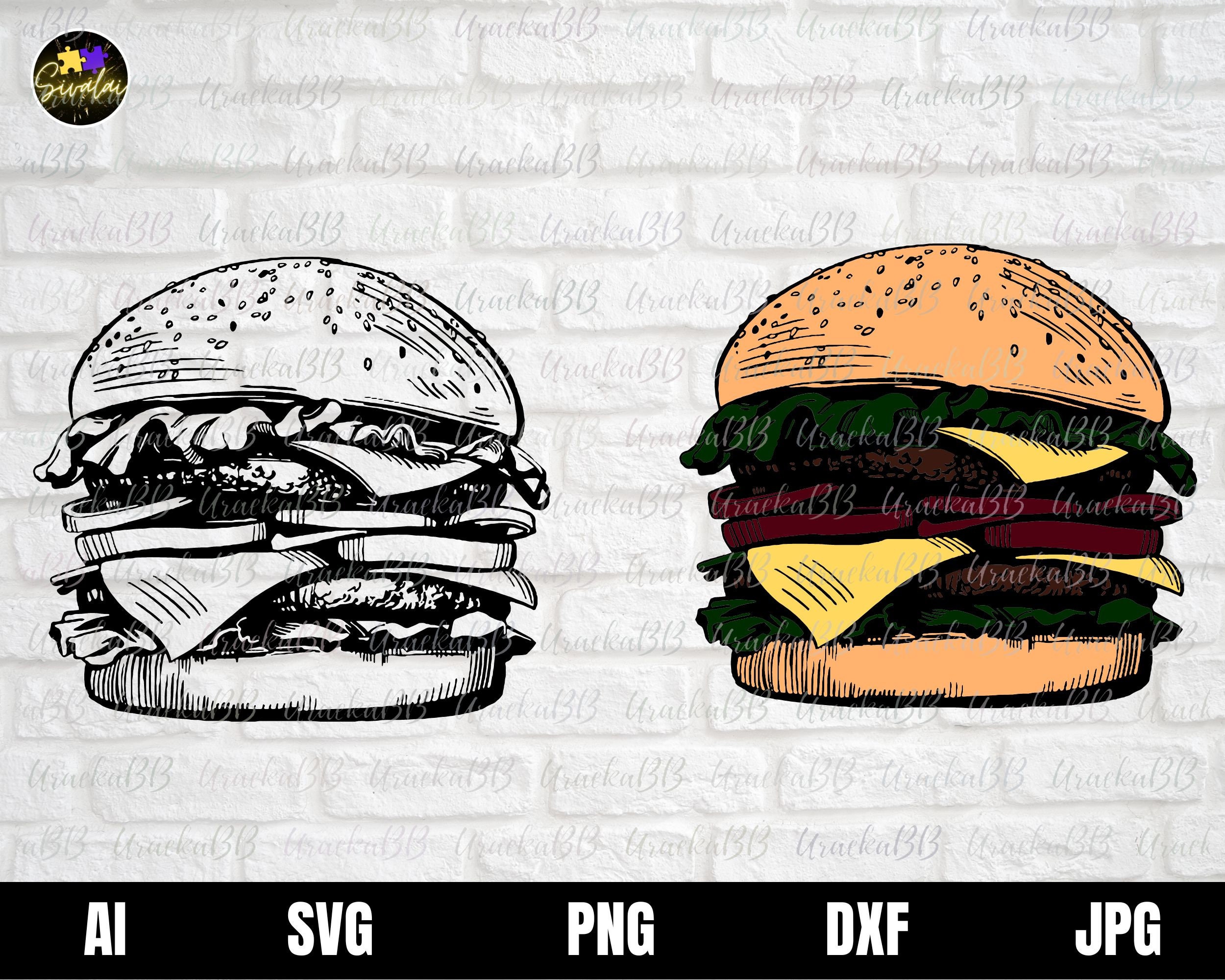 Hamburger SVG, Hamburger SVG, Hamburger Png, Hamburger Png, Cheeseburger Svg, Burger clipart, voedsel Clipart, Fast Food Svg voor Cricut silhouet