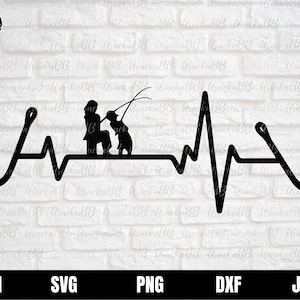 Heartbeat Fishing Svg, Fishing Svg, Fishing Mom, Fishing Car Styling Funny Fishing, Cricut Cut File, svg for Cricut, Svg, Png, AI, Dxf