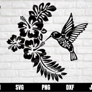 Kolibri Svg, Vogel Svg, Kolibri Blumen Svg, Blume Kolibri Svg, Hibiskus Svg für Cricut, Sofort Download, Svg, Png, AI, Dxf