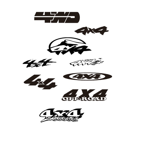 4X4 Svg Four By Four Logo Pack Off-road Rally Car Truck Racing SGV Vector Instant Download Ai / psd / svg / png Cut Design