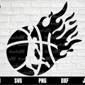 Flaming Basketball Svg, Basketball Fire Svg, Basketball Man Fire Svg, Basketball Flames Svg, Basketball with Flames Svg fichiers pour Cricut