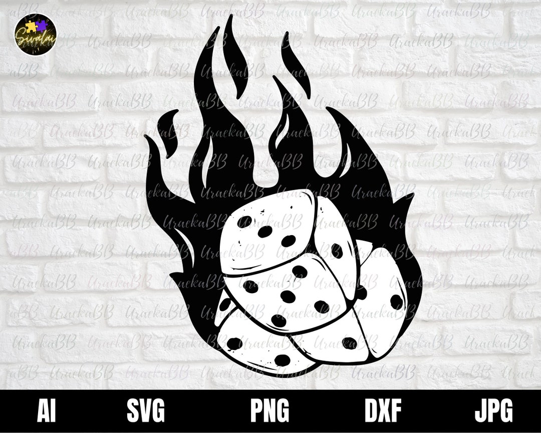 Dice SVG, Flaming Dice SVG, Vegas SVG, Gambling Svg, Three Dice Svg