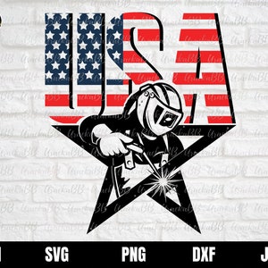 American Welder SVG, Welder With USA Flag Svg, Welder Svg, Welding Svg, Iron Worker Svg, Welding USA Flag Svg, Welder and flag svg/png