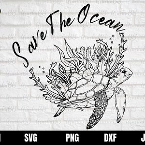 Save The Ocean Svg, Sea Turtle Svg, Save The Turtles SVG, Seaweed Turtle Svg, Earth day svg, No plastic svg Cut File Cricut