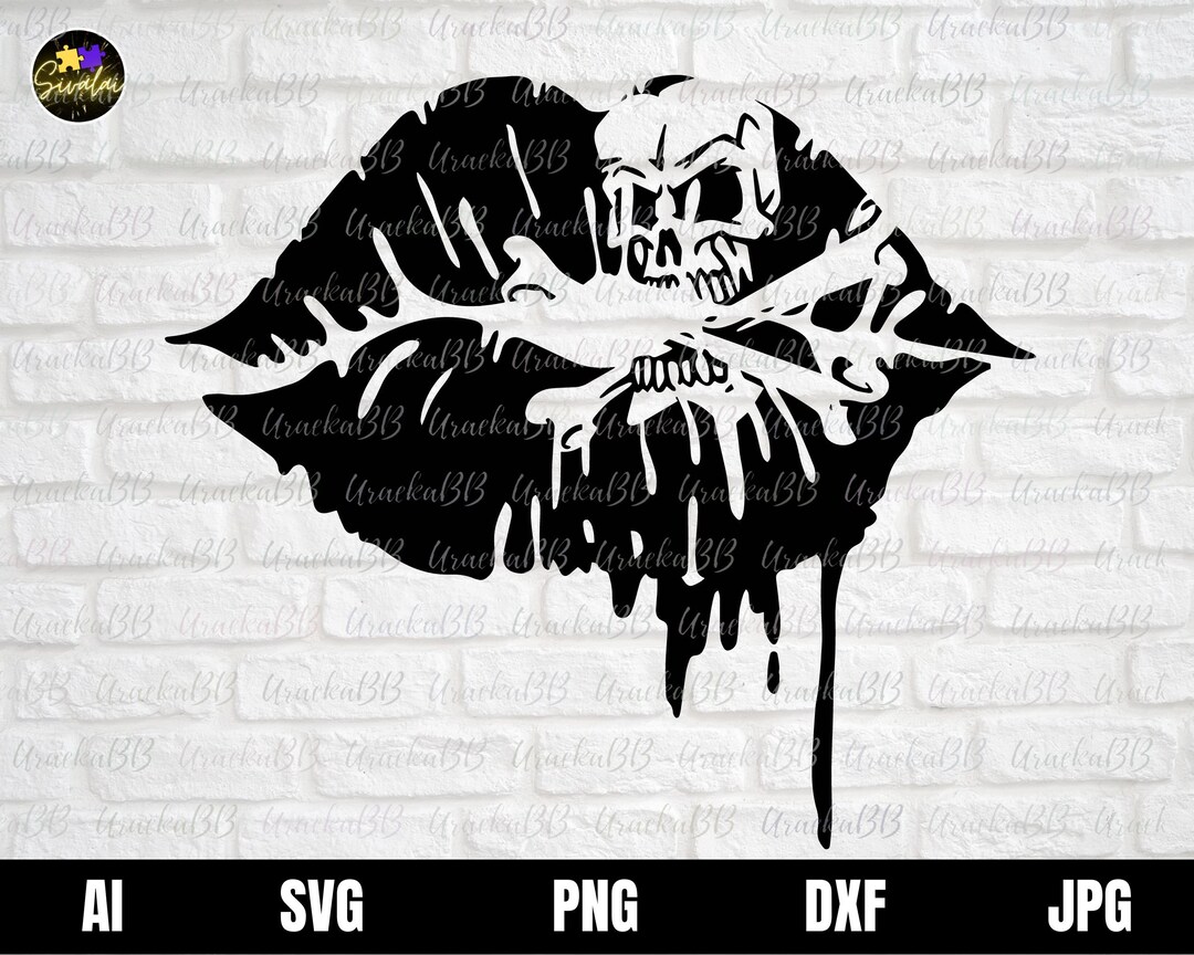 Lips and Skull SVG, Lip Skull Print Kiss Svg, Lips Skull SVG, Kiss Svg, Mouth SVG, Skull Svg