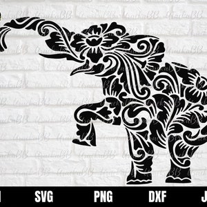 Elefante floral svg, elefante svg, floral chang svg, flor de elefante svg, mandala elefante svg, mandala elefante silueta svg para cricut