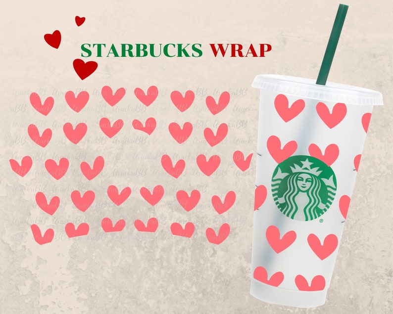 Download Pink Heart SVG Full Wrap for Starbucks Cold Cup Venti Cold ...
