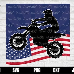Motocross Svg, Dirt Bike American Flag Svg, Dirt Bike Tshirt Svg, Motocross rider svg Instant Download, Svg, Png, AI, Dxf