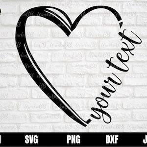Half a Heart Svg, Heart Name Frame, Doodle Heart SVG, Hand-drawn Heart Svg, Split Heart SVG, Heart Monogram Svg, Heart SVG, Heart Png