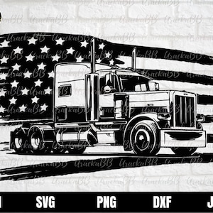 US Semi Truck Svg, Truck Svg, Semi Truck Svg, US Truck Driver Svg, Truck Svg, USA Truck Driver Svg, Semi Truck With Flag Svg