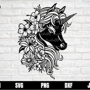 Unicorn Flower Border Svg, Unicorn Svg, Unicorn Head Svg, Cute Unicorn Svg, Floral Unicorn Svg, Unicorn With Flowers Svg, Unicorn Face Svg
