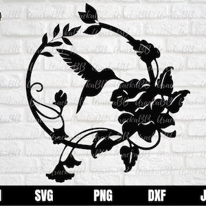 Hummingbird SVG, Bird SVG Hummingbird Flowers Svg, Flower Humming Bird svg files for Cricut, Instant Download, Svg, Png, AI, Dxf