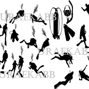Scuba Diving Digital SVG PNG JPG, divers, sport, vector, clipart, silhouette, instant download