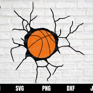 Smashing Basketball Logo, Smashing Basketball Svg, Basketball Svg, Basketball Smashing Wall Svg, Basketball SVG for Cricut Instant Download