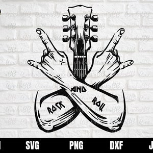 Rock And Roll Music SVG, Guitar SVG, Rock N Roll SVG, Rock Hand Svg, Rock hand sign Svg, Heavy Metal Svg