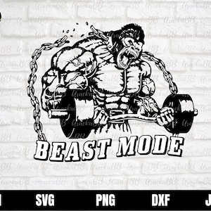 Gorilla Svg, Gorilla Workout Svg, Modalità Bestia Svg, Modalità Bestia SVG, Modalità allenamento SVG, Fitness Svg, Citazione palestra Svg, Gorilla Bodybuilding Svg
