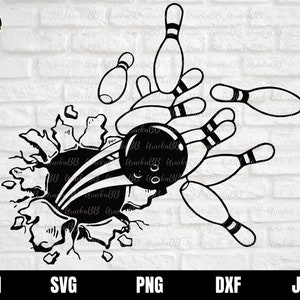 Bowling SVG, Smashing Bowling Logo SVG, Bowling Shirt SVG, Bowling Clipart, Bowling Dateien für Cricut, Sofortiger Download, Svg, Png, AI, Dxf