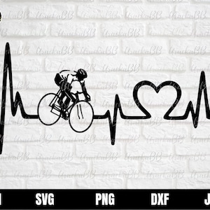 Fahrrad svg, Biker svg, Biker Clipart, Love Cycling Svg, Radfahrer Herzschlag Svg, Schlagendes Herz Fahrrad Svg, Herzschlag Fahrrad Svg für Cricut