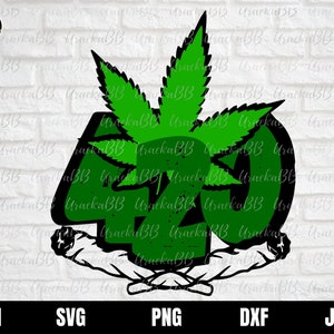May include: A black and green graphic design of a marijuana leaf with the number 420 inside. The design is on a white brick background.