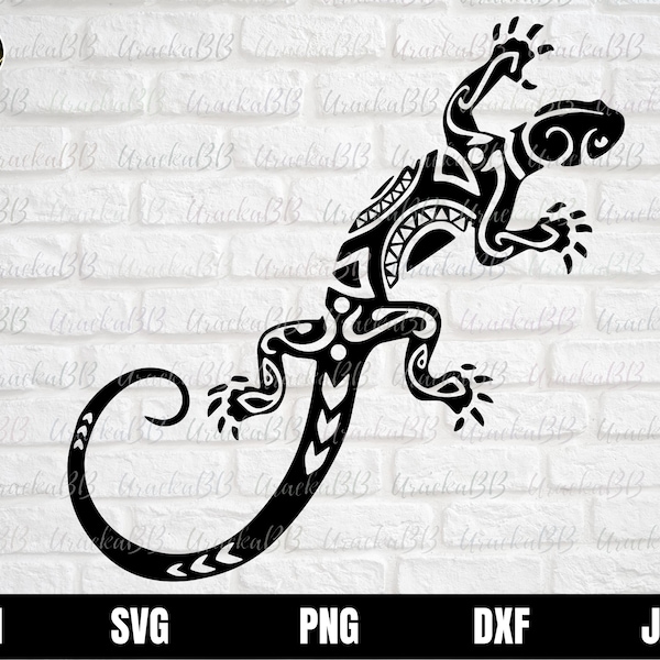 Lézard tribal SVG, Lézard SVG, Gecko SVG, Clipart lézard, Fichiers coupés lézard, Vecteur lézard, Fichiers lézards tribaux pour Cricut