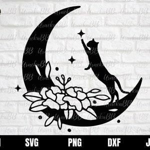 Moon Cat Svg Black Cat Moon Star Svg Cat With Star Magical - Etsy