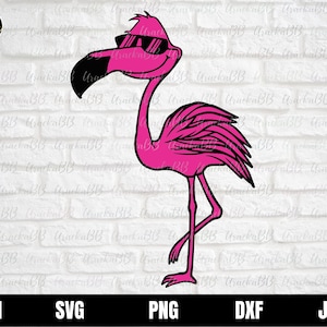 Cute Flamingo SVG, Summer Flamingo Svg, Flamingo With Sunglasses Svg, Flamingo With Glasses SVG, Flamingo SVG Digital Clipart