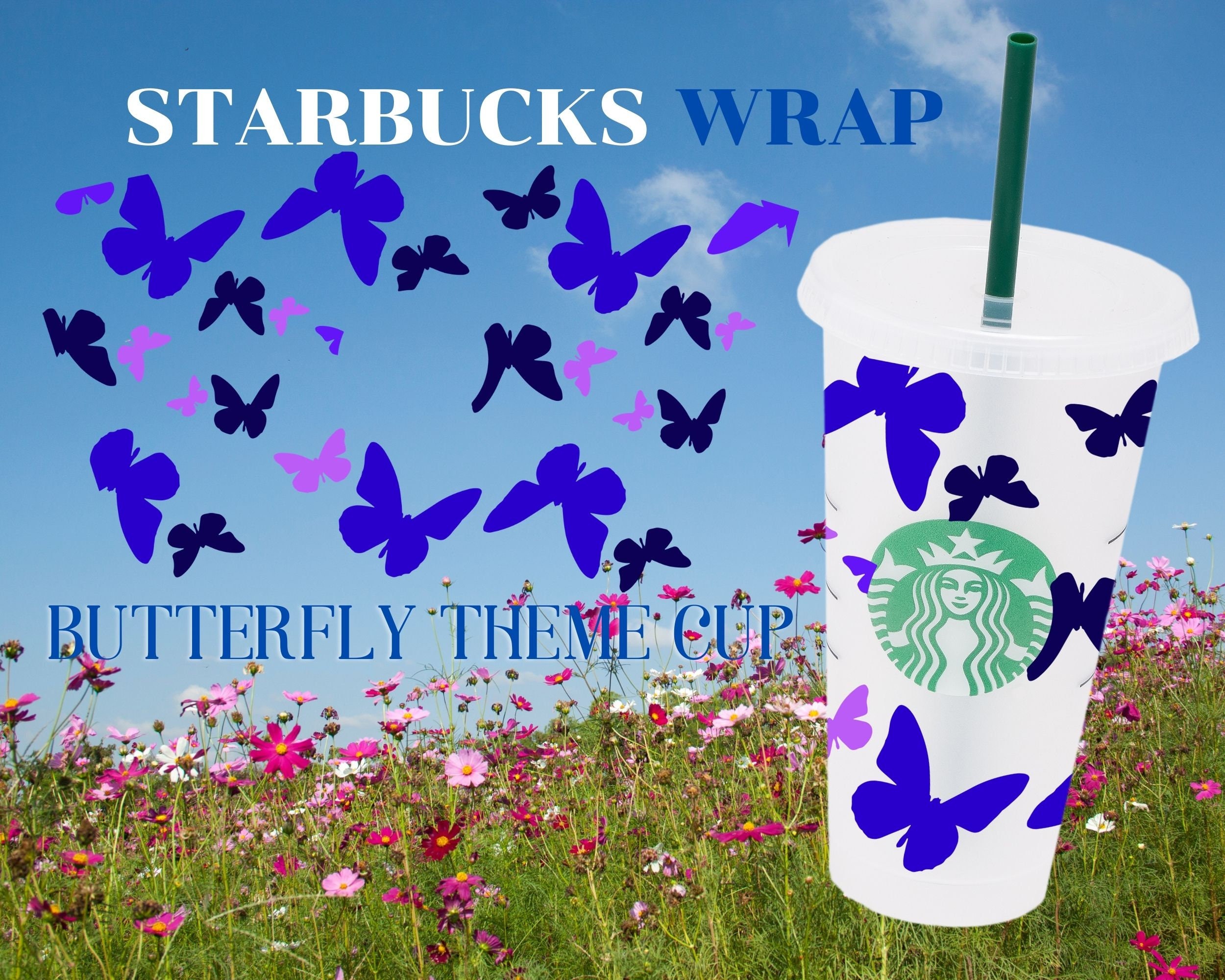 Download Full Wrap Starbucks butterfly Cold Cup SVG DYI Venti Cup ...