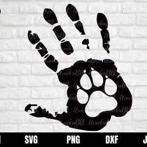 Hand Paw Print Svg, Paw and Hand Svg, Hand Svg, Dog Paw Svg, Hand Print Svg, Files for Cricut, Instant Download, Svg, Png, AI, Dxf