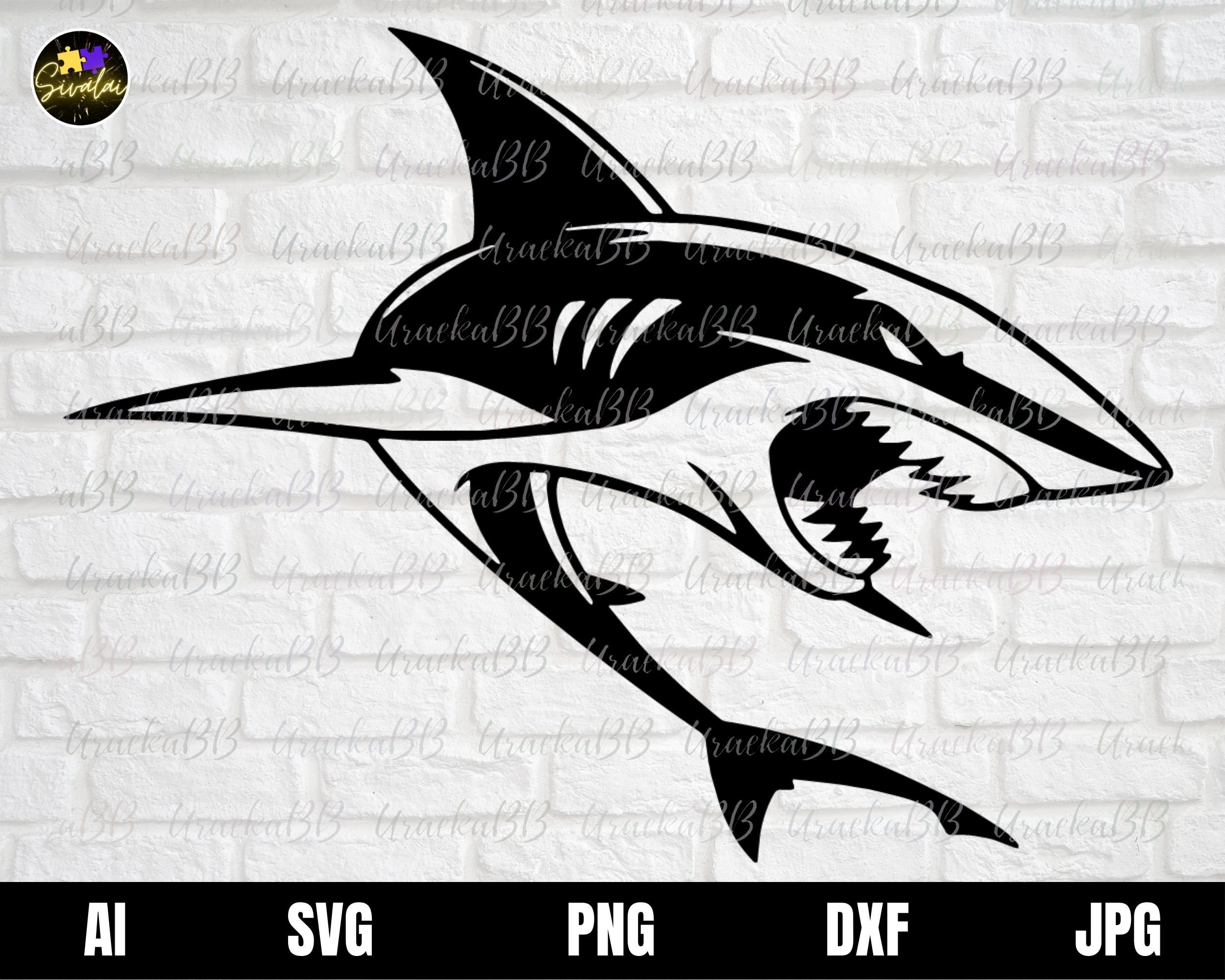 Shark Svg, Animal Svg, Fish Svg, Shark Silhouette Svg, Shark Head Svg, Shark Tattoo Vector Layered Cut File, Svg, Png, AI, Dxf