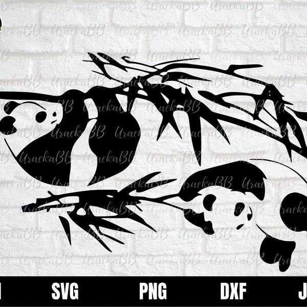 Panda Bamboo Svg, Bamboo Bear SVG, Panda Clipart Svg, Panda Silhouette, Bamboo Panda Svg Cricut Cut File Svg, Png, AI, Dxf