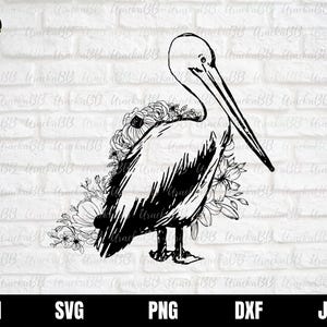 Blume Pelikan svg, Pelikan svg, brauner Pelikan svg, Pelikan Png, Pelikan Clipart, Pelikan Silhouette svg, Pelikan Cut Files für Cricut