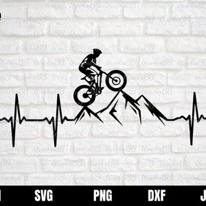 Biker Svg, Cyclist Svg, Biker Clipart, Love Cycling Svg, Cyclist Heartbeat Svg, Beating Heart Bicycle Svg, Heartbeat Bicycle Svg for Cricut