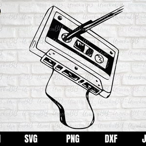 Vintage cassette tape svg, cassette tape tshirt svg, retro tape svg, cassette 80&#39;s tape png Instant Download, Svg, Png, AI, Dxf