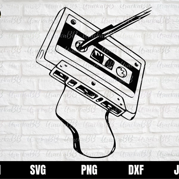svg cassette vintage, cassette tshirt svg, ruban rétro svg, cassette 80's tape png Instant Download, Svg, Png, AI, Dxf