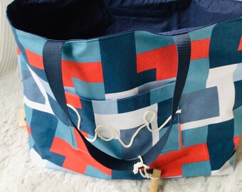 "Beach love" beach bag with sewn-on pocket