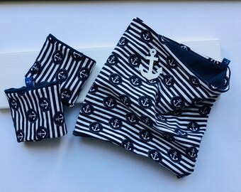 Set of loop with anchors inside and outside made of jersey with matching wrist warmers