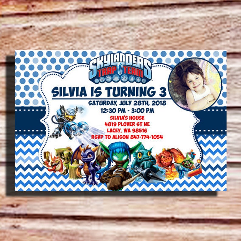 Skylanders Blue Trapteam Skylanders Birthday Invitation Etsy