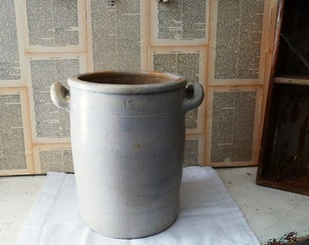 Old stoneware pot, huge, plant pot, sauerkraut pot, planter, storage pot, storage, garden, pottery, dippe, country house, shabby