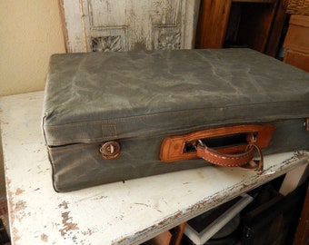 Alter Koffer mit Schutzhülle,Original, Canvas,  shabby ,Reisekoffer,  Leder, Cabriolet, deko, Aufbewahrung, shabby, vintage