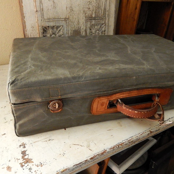 Alter Koffer mit Schutzhülle,Original, Canvas,  shabby ,Reisekoffer,  Leder, Cabriolet, deko, Aufbewahrung, shabby, vintage