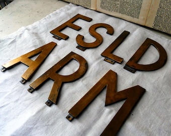 Old solid brass letters, vintage, letters, alphabet, shabby, decoration, loft, retro
