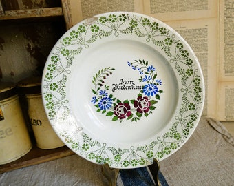 Old plate, saying plate ceramic, plate, painted, shabby, nostalgia, decoration