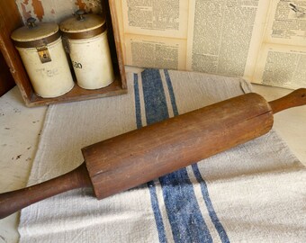 Large antique rolling pin, dough roller solid wood, patina, decoration, shabby, brocante